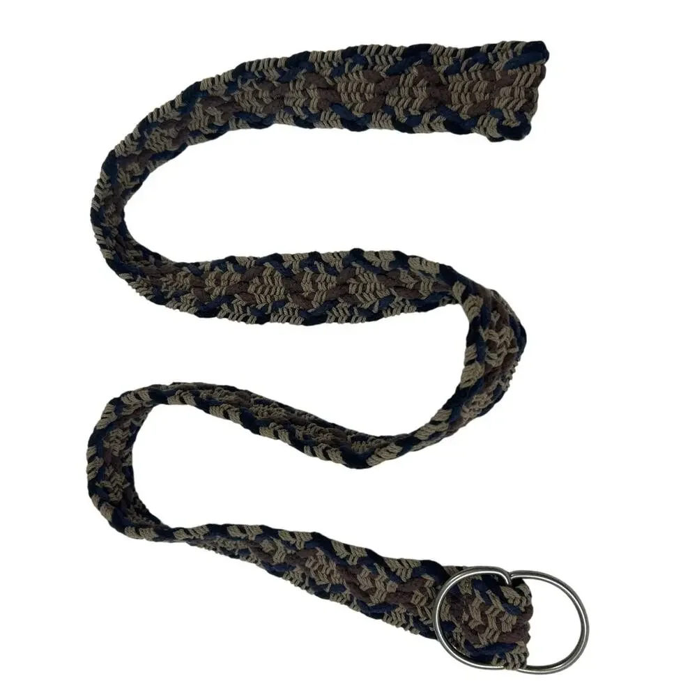 Cotton Braided Rope Belt- Silver Buckles Sz 16- 44.5x2